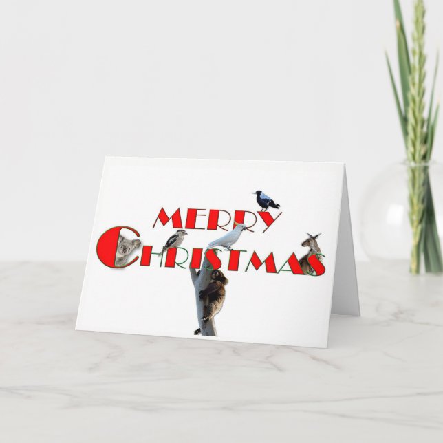 Julkort med australiensiska djur helgkort (Framsida)