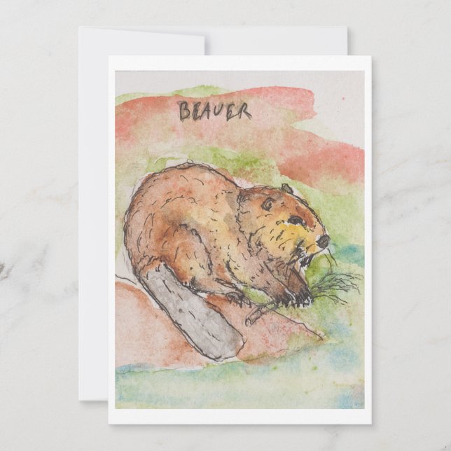 Julkort med Bäver (Framsida)