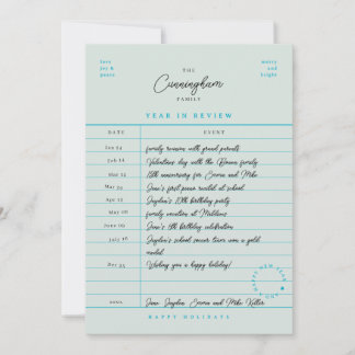 Julkort med bibliotekskortdesign och årets sammanf