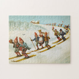 Julkort med bondbröllop Wilhelm Larsen Pussel