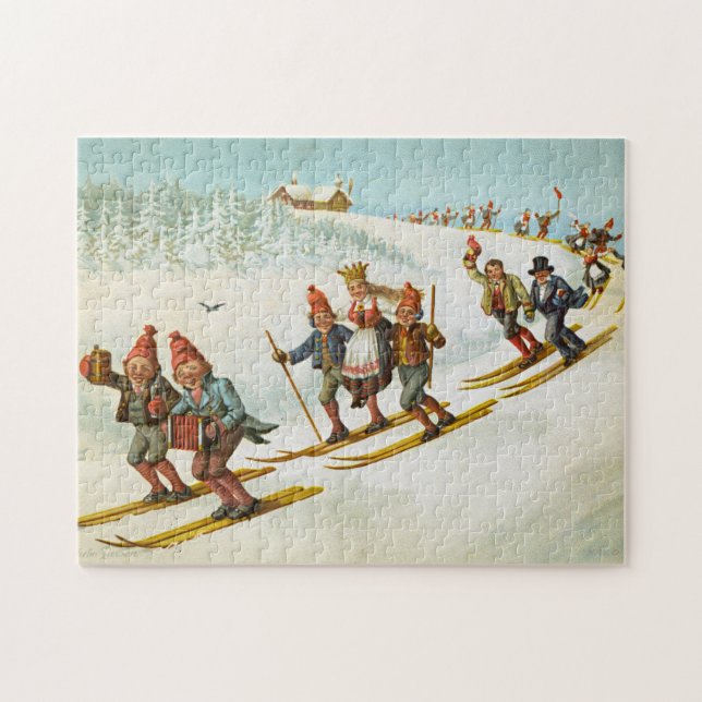 Julkort med bondbröllop Wilhelm Larsen Pussel (Horisontell)
