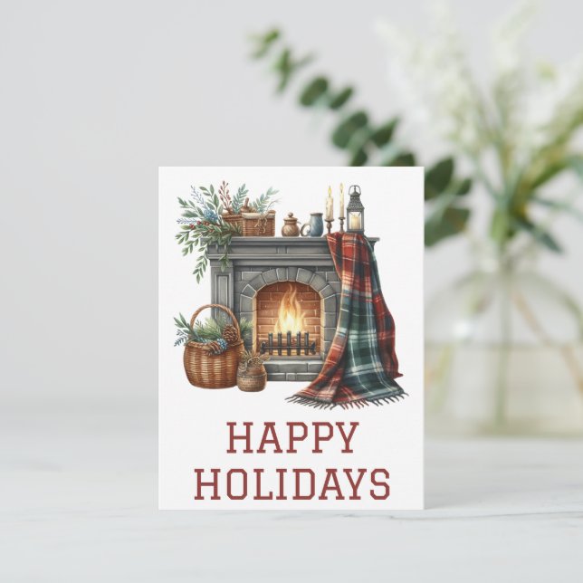 Julkort med braskamin (Stående Fram)