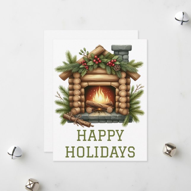 Julkort med brinnande öppen spis (Fram/Back In Situ)