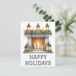 Julkort med brinnande öppen spis