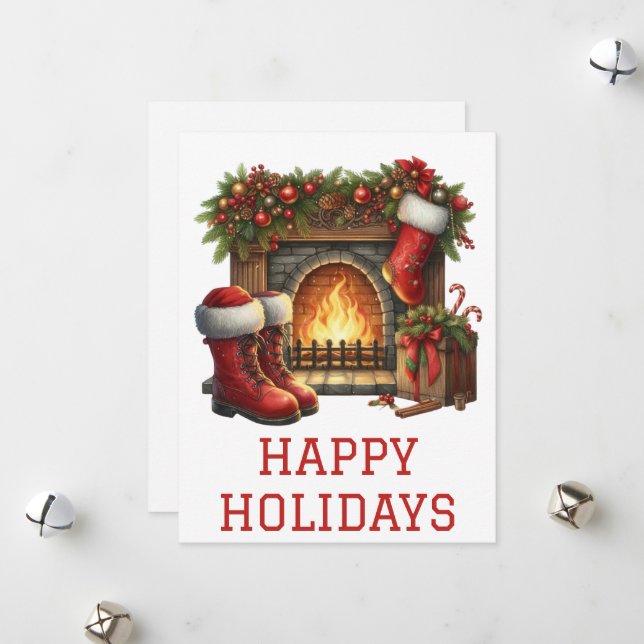 Julkort med brinnande öppen spis (Fram/Back In Situ)