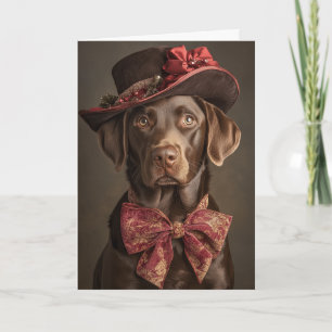Julkort med chokladlabrador Elegant viktoriansk hu Helgkort