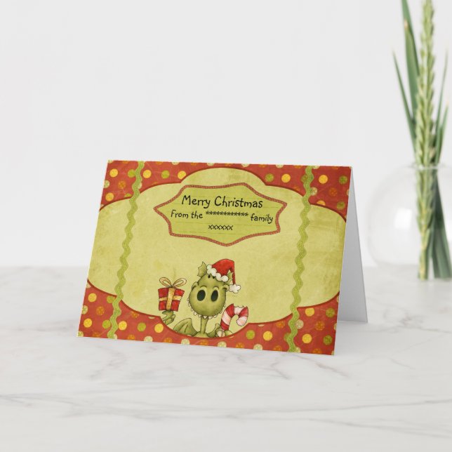 Julkort med Cute Dragon Anpassa Helgkort (Framsida)