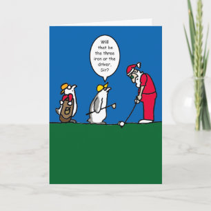 Julkort med den golfspelSanta illustrationen Helgkort