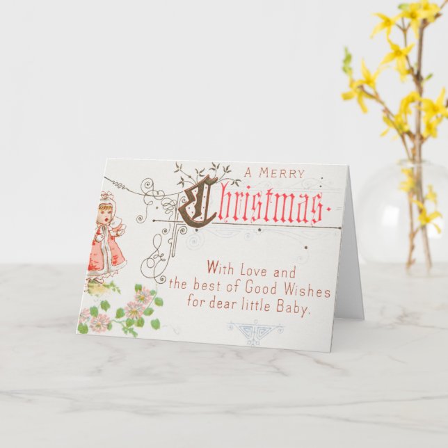 Julkort med en flicka kort (Gul blomma)