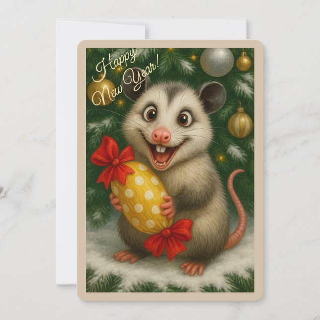 Julkort med en opossum (Framsida)