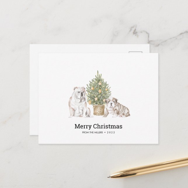 Julkort med engelska Bulldog-familjen Vykort (Fram/Back In Situ)