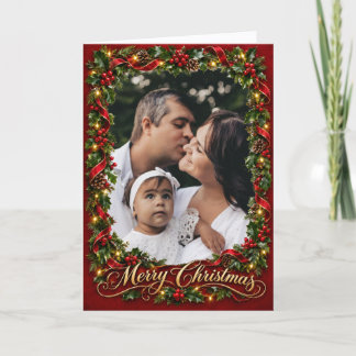 Julkort med familjefoto helgkort