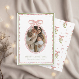 Julkort med familjefoto och misteleksprydnad inbjudningar