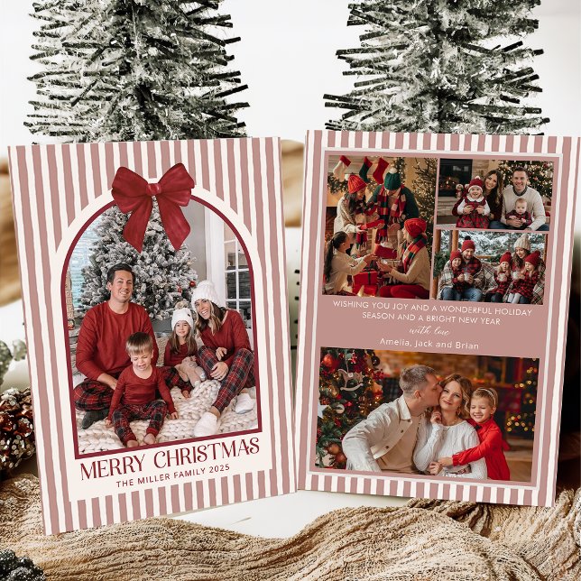 Julkort med familjefoto och rosettband (Skapare uppladdad)
