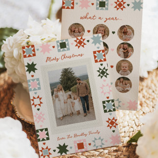 Julkort med familjefoto och täcke