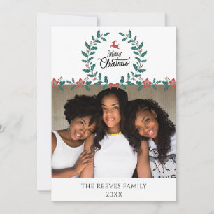 Julkort med familjefoto på vit bakgrund