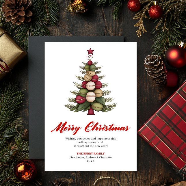 Julkort med fantasifullt julträd från designer (Designer Whimsical Christmas Tree Greeting Card)
