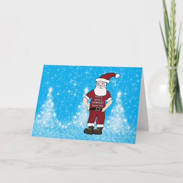 Julkort med feministisk jultomte helgkort (Framsida)