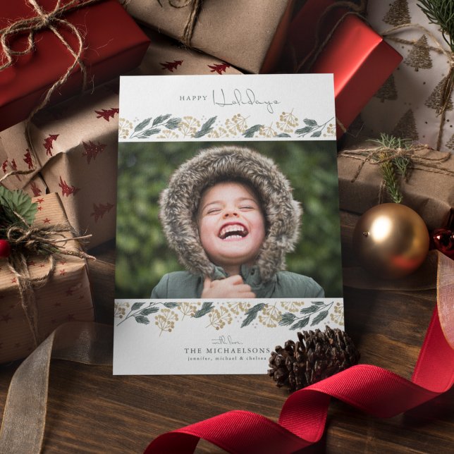 JULKORT MED FOTO | Jul Akvarell Tallar (Skapare uppladdad)