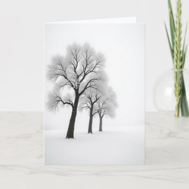 Julkort med frostigt träd kort (Framsida)