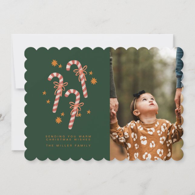 Julkort med godisstavstema - God Jul önskar vi Inbjudningar (Framsida)