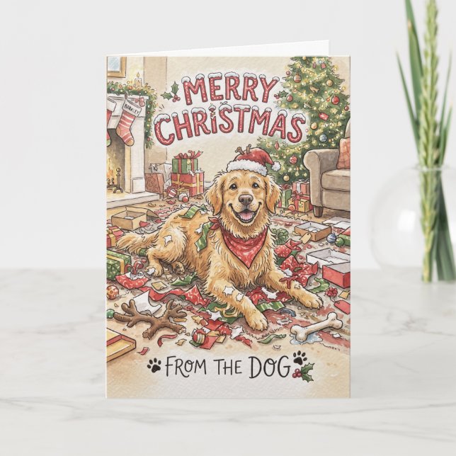Julkort med Golden Retriever Hund Kort (Framsida)