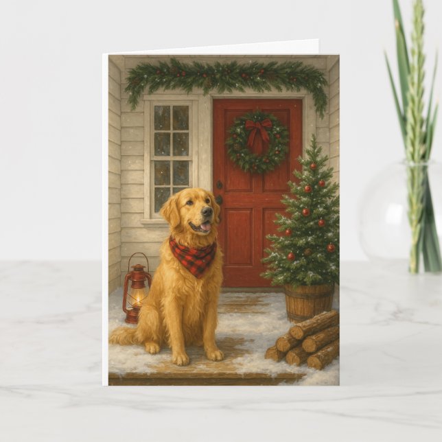 Julkort med Golden Retriever Kort (Framsida)