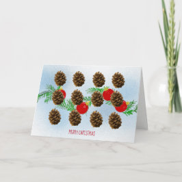 Julkort med grenar och kottar helgkort