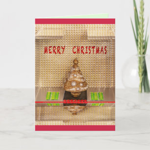 Julkort med guldglitter Julgran Kort