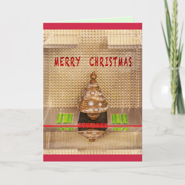 Julkort med guldglitter Julgran Kort (Framsida)