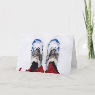Julkort med helgdag med snowskor kort