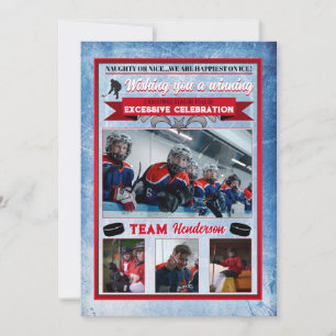 Julkort med hockeytema och foto inbjudningar