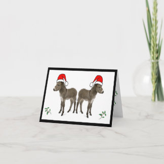 Julkort med holly och åsna helgkort