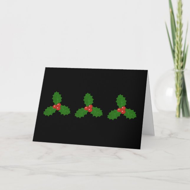 Julkort med järnekblad helgkort (Framsida)
