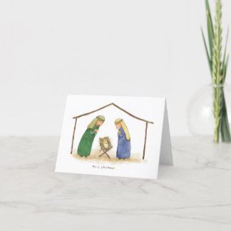 Julkort med Jesusbarnet och Maria och Josef Helgkort