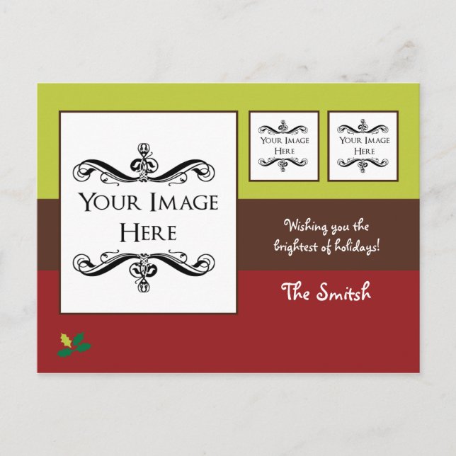 Julkort med julgran och ditt foto helg vykort (Framsida)