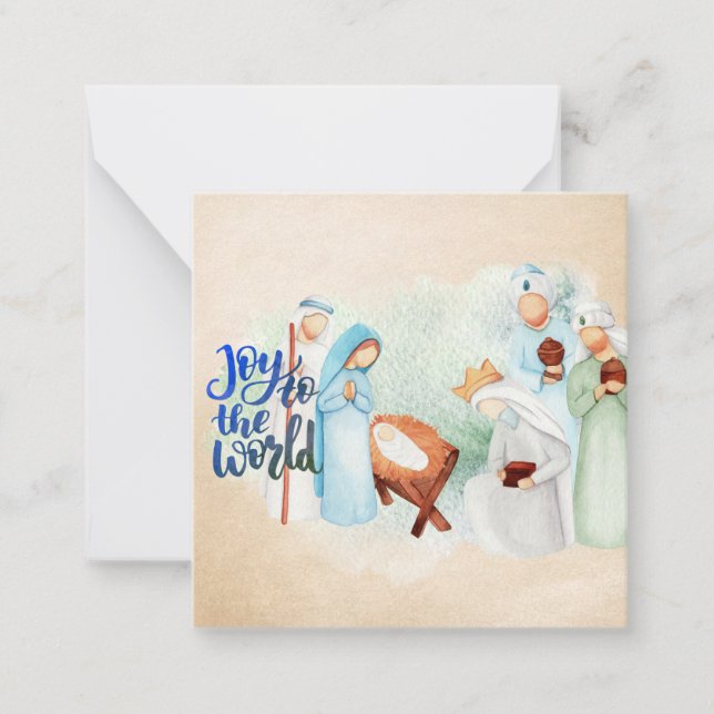 Julkort med julkrubba anteckningskort (Framsida)