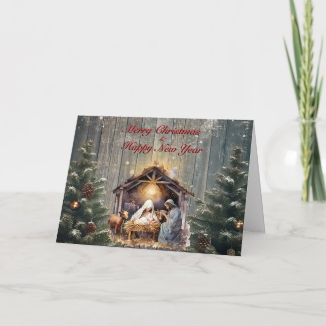 Julkort med julkrubba meddelande (Framsida)