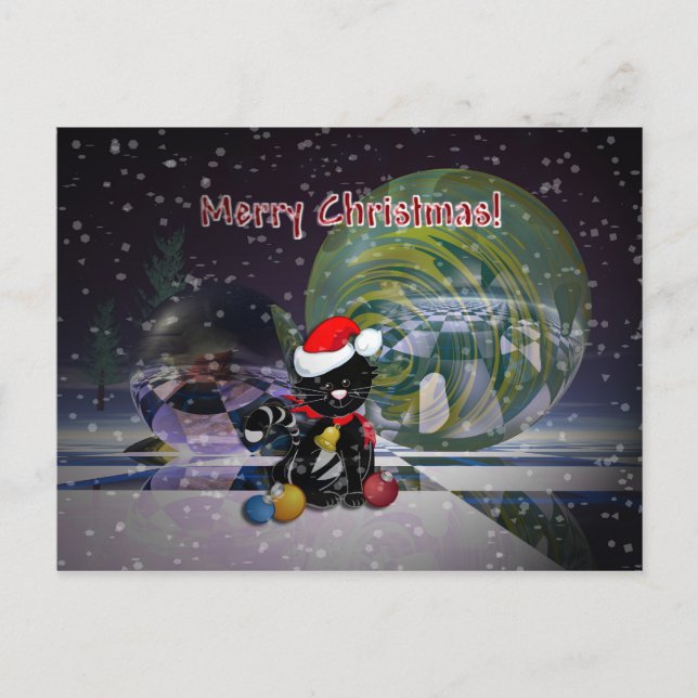 Julkort med katt helg vykort (Framsida)