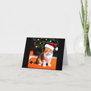 Julkort med katt i julhatt helgkort