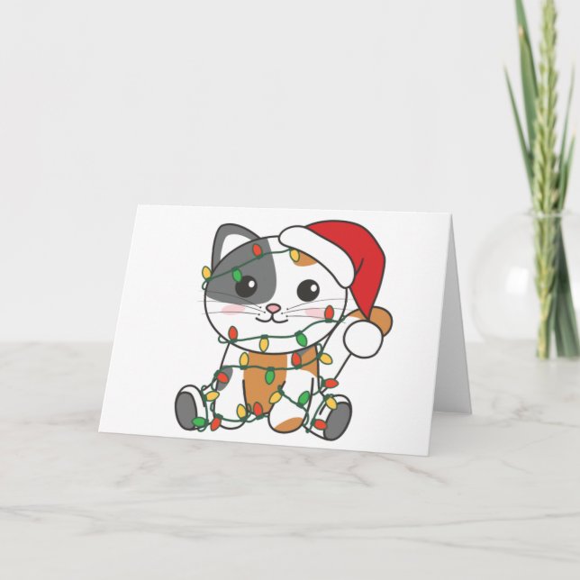Julkort med katt jul vinter djur katter helgkort (Framsida)