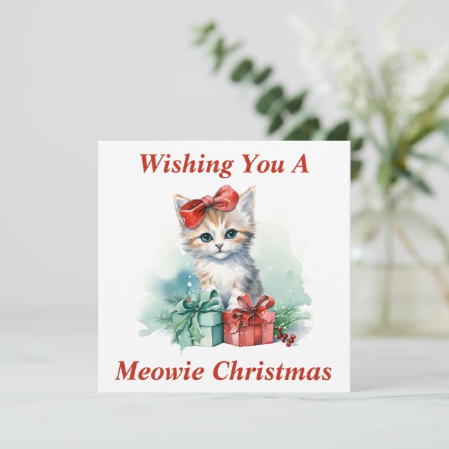 Julkort med katt tack kort (Stående Fram)