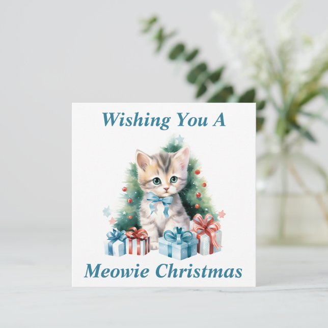 Julkort med katt tack kort (Stående Fram)