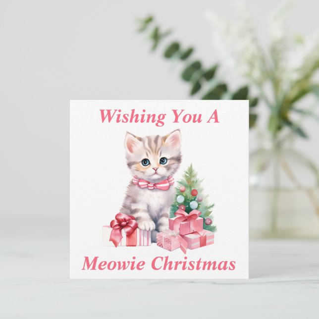Julkort med katt tack kort (Stående Fram)