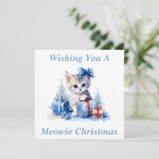 Julkort med katt tack kort (Stående Fram)