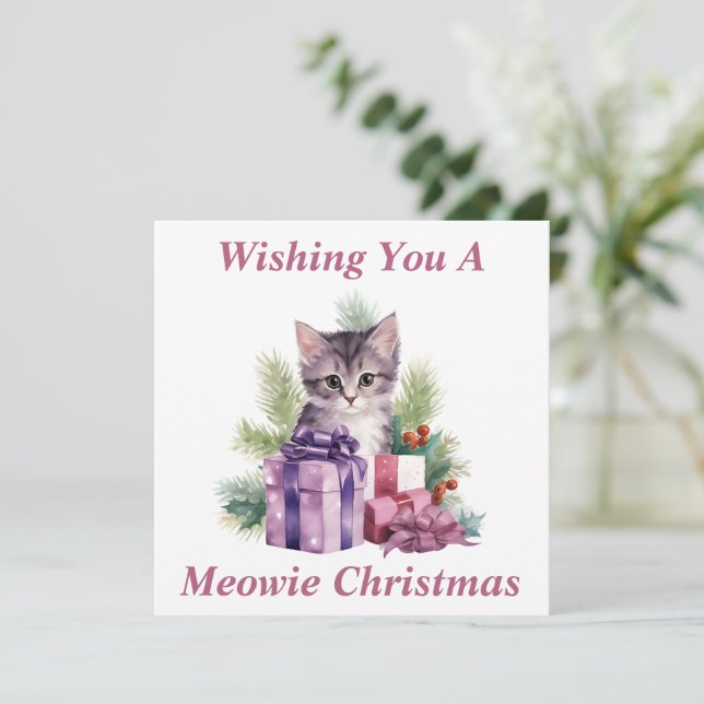 Julkort med katt tack kort (Stående Fram)