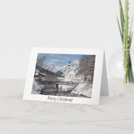 Julkort med kyrkan i snö i Alpernorna Kort