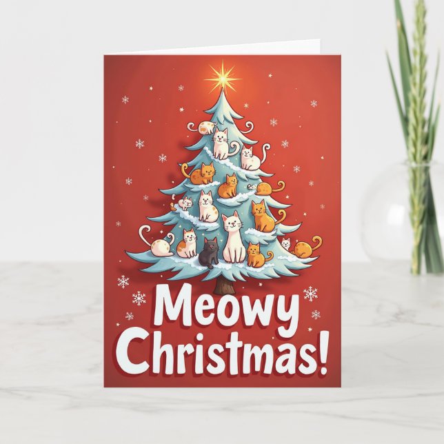 Julkort med Meowy Christmas Katter Kort (Framsida)