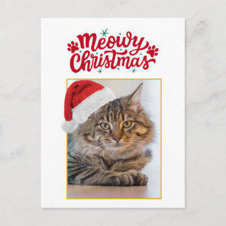 Julkort med Meowy Christmas och eget foto Helg Vykort
