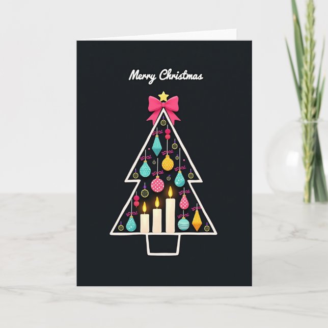 Julkort med minimalistisk julgran kort (Framsida)